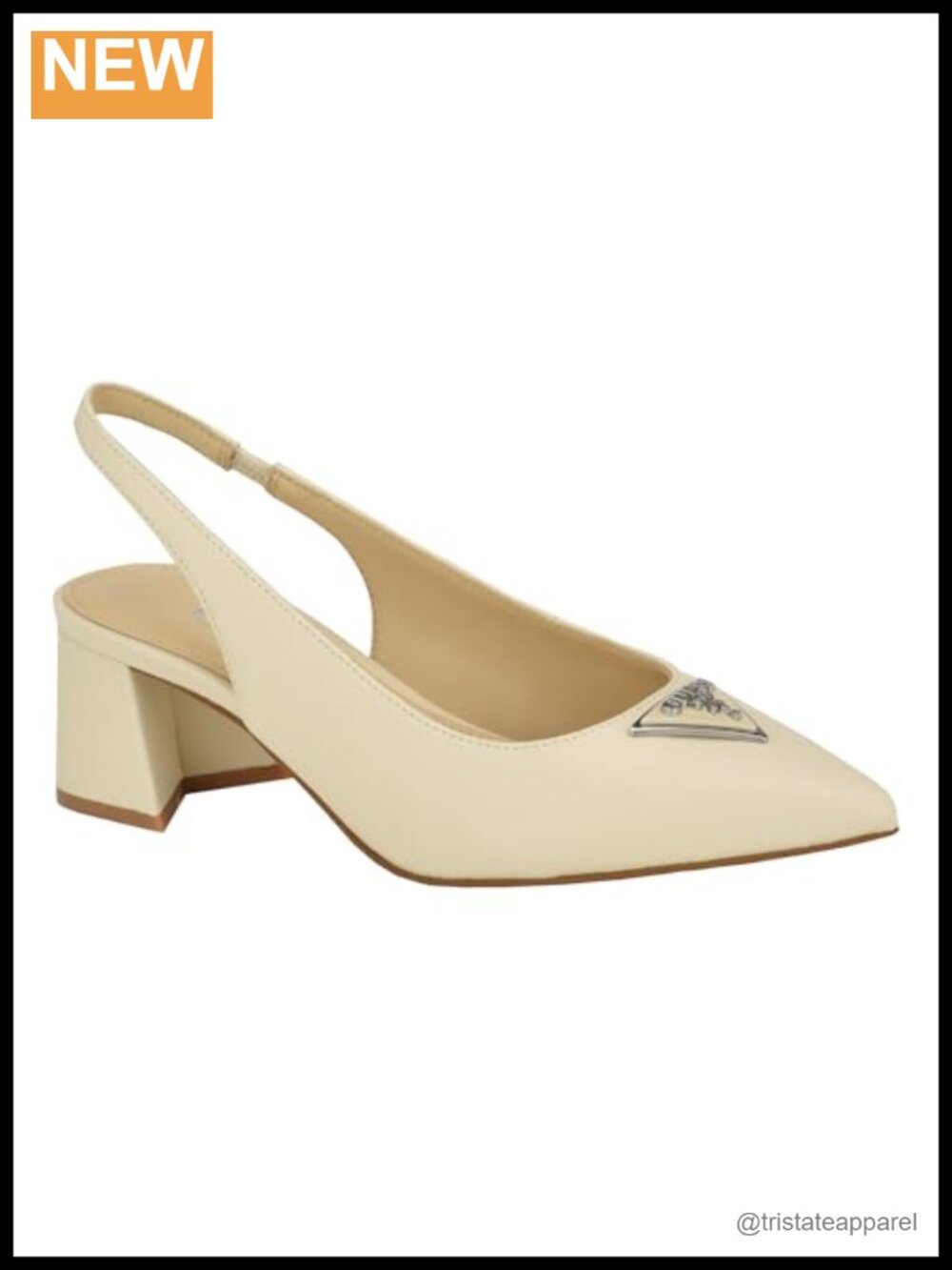 Pointed Toe Slingback Pump Faux Leather Block Heel Formal
